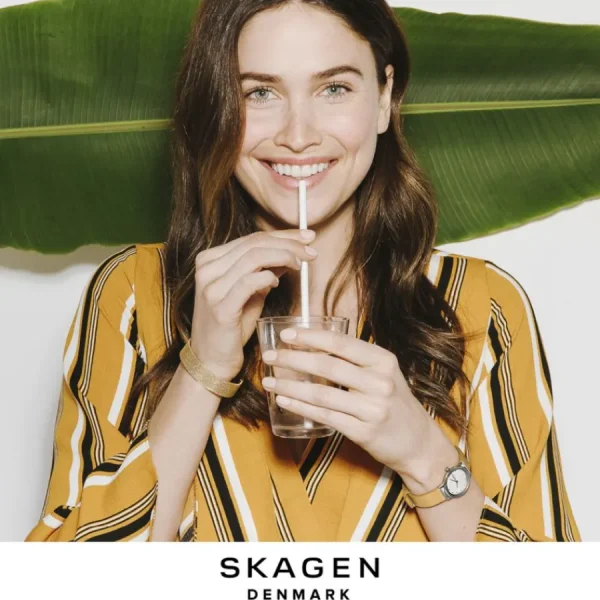 Damen Designer Uhren* Skagen Skagen SKW2785 Damen-Uhr Signatur Analog Quarz Milanaise-Band Silber