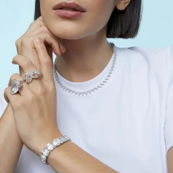 Armbänder & Armreife*Swarovski 5618699 Armband Millenia Kristalle Oktagon-Schliff Weiss Silber-Ton