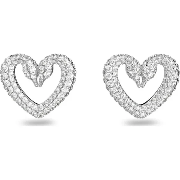 Ohrschmuck*Swarovski 5625535 Ohrstecker Damen Una Herz Klein Weiß Silber-Ton