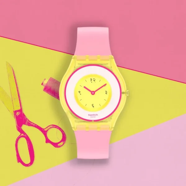 Herren Designer Uhren | Damen Designer Uhren*Swatch SS08Z101 Armband-Uhr India Rose 01 Analog Quarz Silikon-Band Ø 34 mm