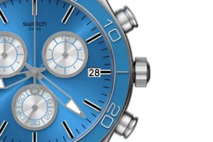 Herren Uhren Chronograph*Swatch YVS485 Herren-Uhr Blue Is All Chronograph Quarz Kautschuk-Band Ø 43 mm