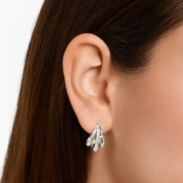 Ohrschmuck*Thomas Sabo H2231-051-14 Creolen Ohrringe Damen Welle mit Weißen Steinen Silber