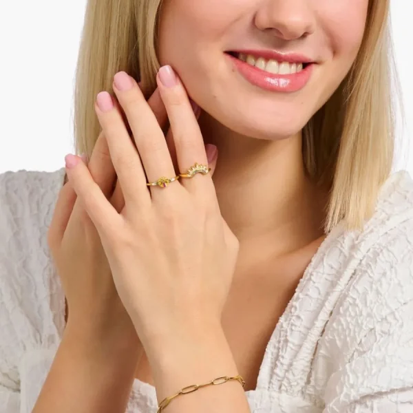 Ringe*Thomas Sabo Ring Damen Sonnenstrahlen Bunt Vergoldet TR2456-488-7