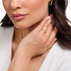Ringe*Thomas Sabo TR2117-414-14 Bandring Damen Weiße Steine Silber Vergoldet