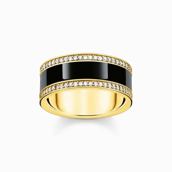 Ringe*Thomas Sabo TR2446-565-11 Bandring Schwarz Kaltemaille Zirkonia Vergoldet