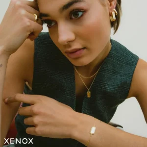 Ohrschmuck*Xenox Ohrringe Damen Serpentine Zirkonia Silber Vergoldet XS91748G