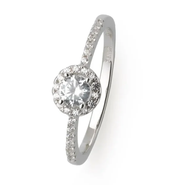 Ringe*Xenox XS7366 Ring Damen Silver Circle Halo 30 Zirkonia Weiss Sterling Silber