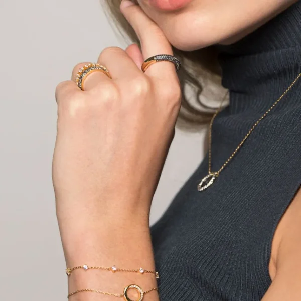 Armbänder & Armreife*Xenox XS2037G Armband Damen Krappe Zirkonia Weiss Silber Gelbgold