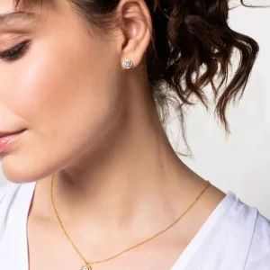 Ohrschmuck*Xenox XS7365G Ohrstecker Damen Circle Halo Zirkonia Weiss Silber 18k Vergoldet