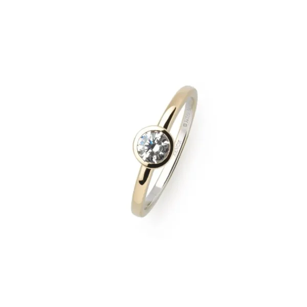 Ringe*Xenox XS7279G Ring Damen Zarge Zirkonia Ø 4,5 mm Silber 18k Vergoldet